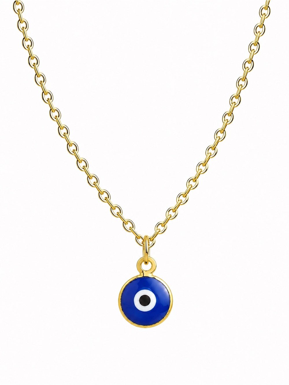 18K Gold Plated Blue Evil Eye Pendant Necklace Waterproof NWT